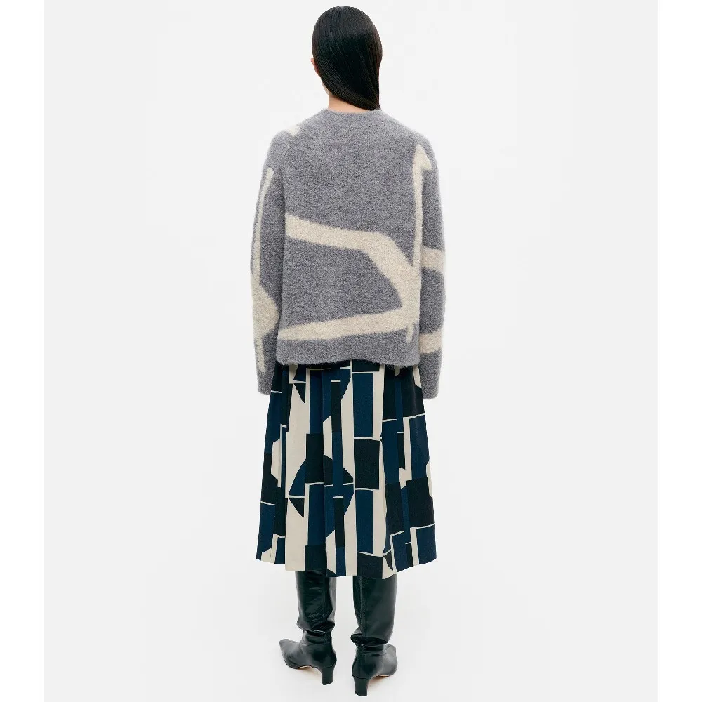 marimekko  |Crew Neck Casual Style Wool Nylon Rib Long Sleeves