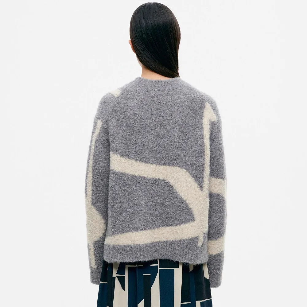 marimekko  |Crew Neck Casual Style Wool Nylon Rib Long Sleeves