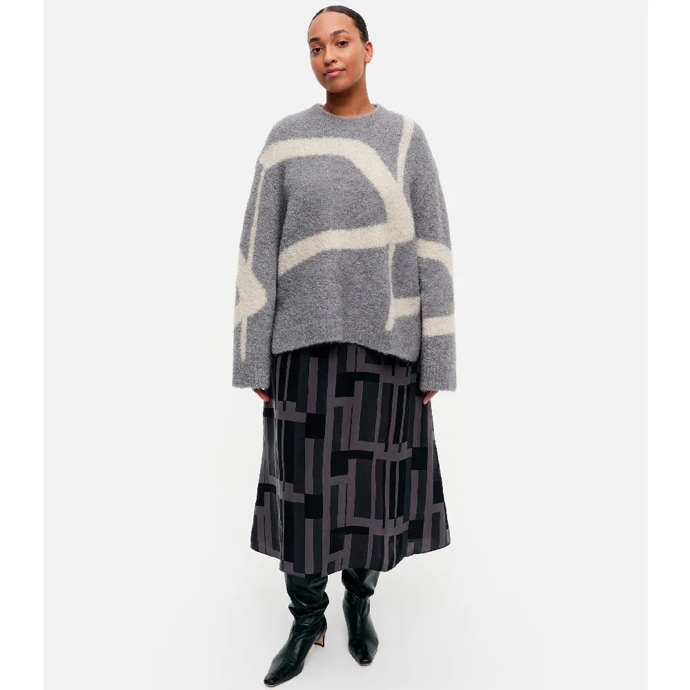 marimekko  |Crew Neck Casual Style Wool Nylon Rib Long Sleeves