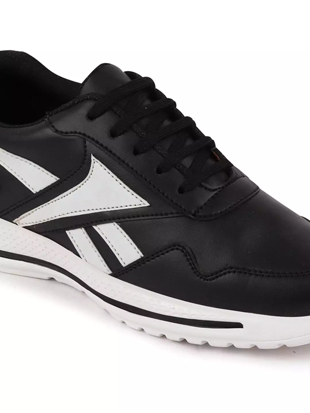 Men Black Sporty Lace Up Chunky Sneakers