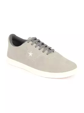 Men Grey Classic Embroidery Star Upper Soft Suede Leather Lace Up Sneakers Shoes