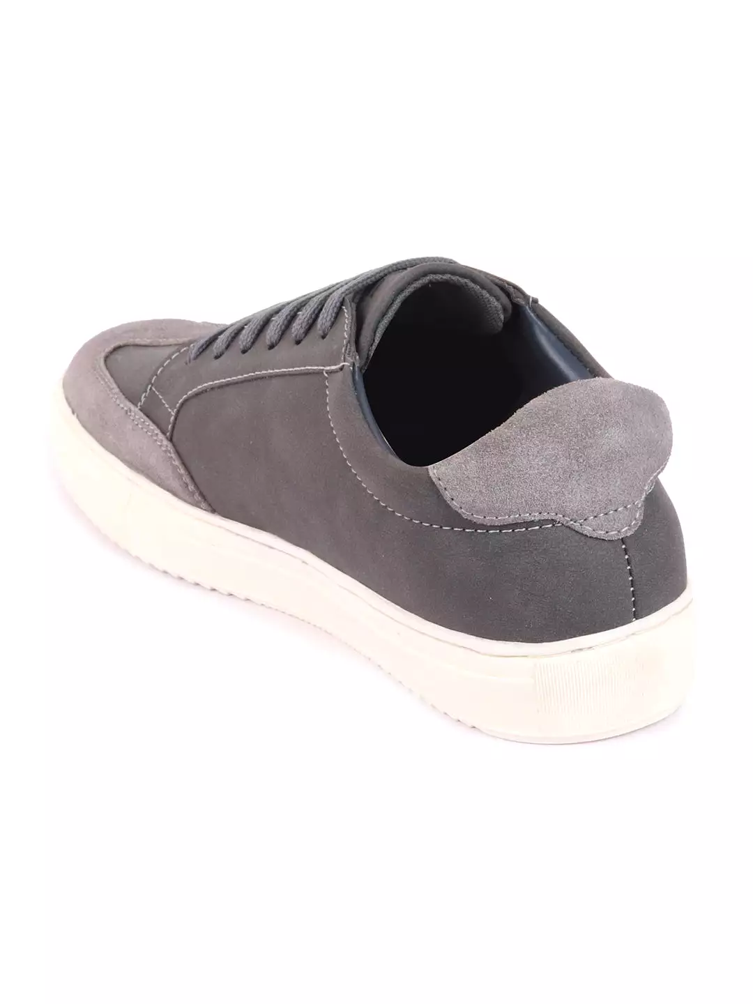 Men Grey Lace-Up Low Top Classic Sneakers Casual Shoes