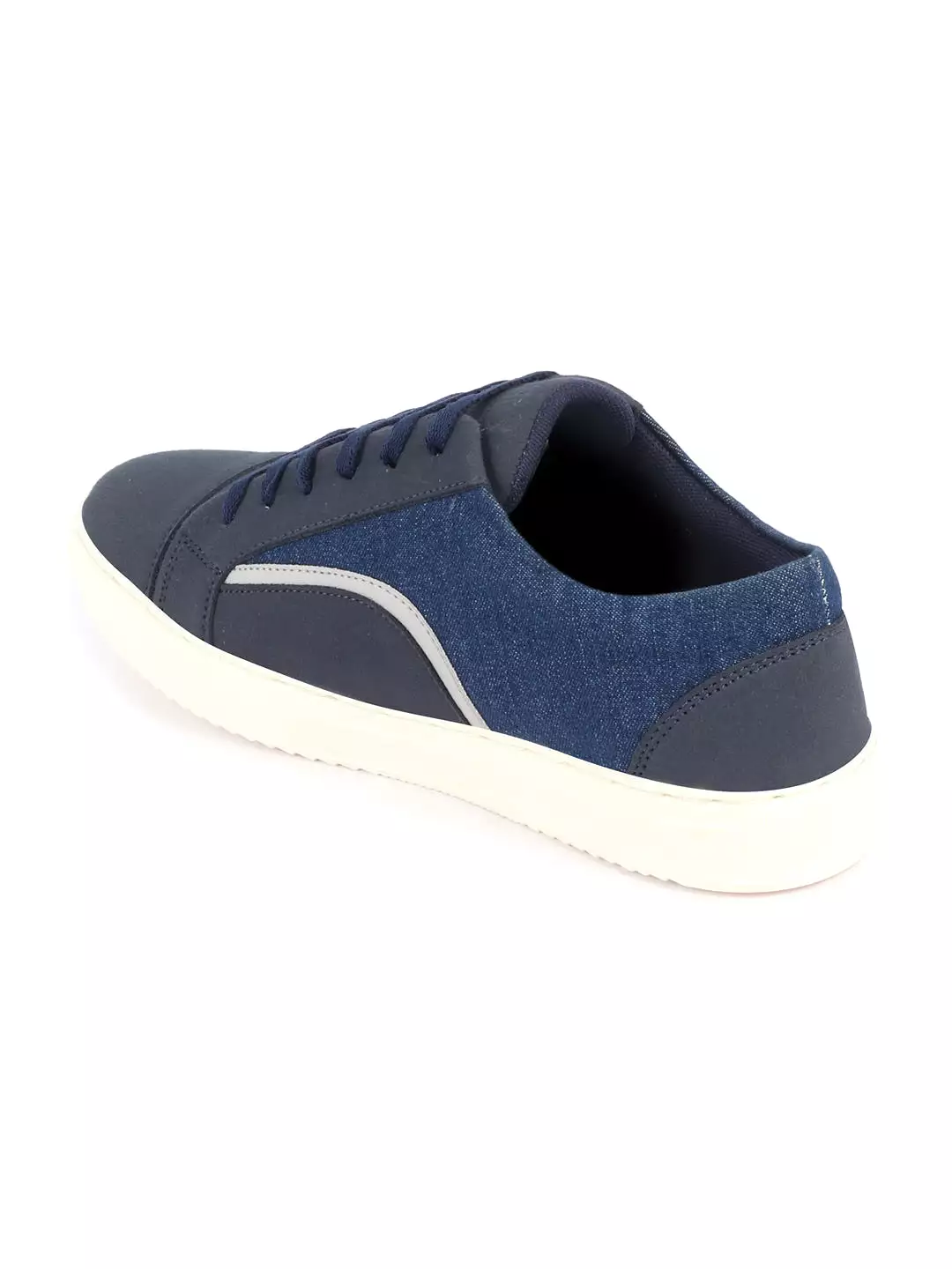 Men Navy Blue Colorblocked Upper Denim Strip Design Comfort Lace Up Canvas Sneakers Shoes