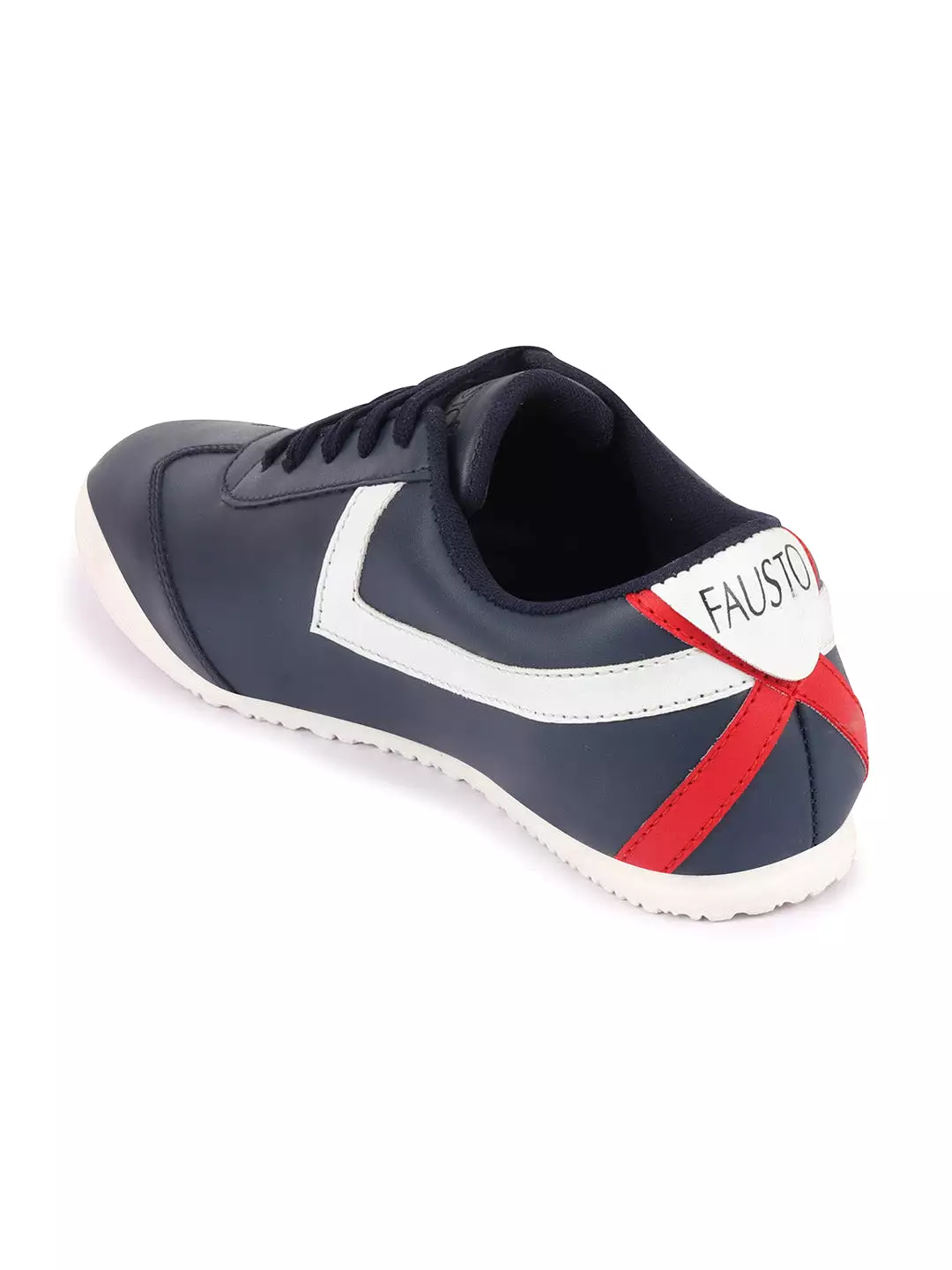 Men Navy Blue Lace-Up Classic Striped Sneakers Casual Shoes