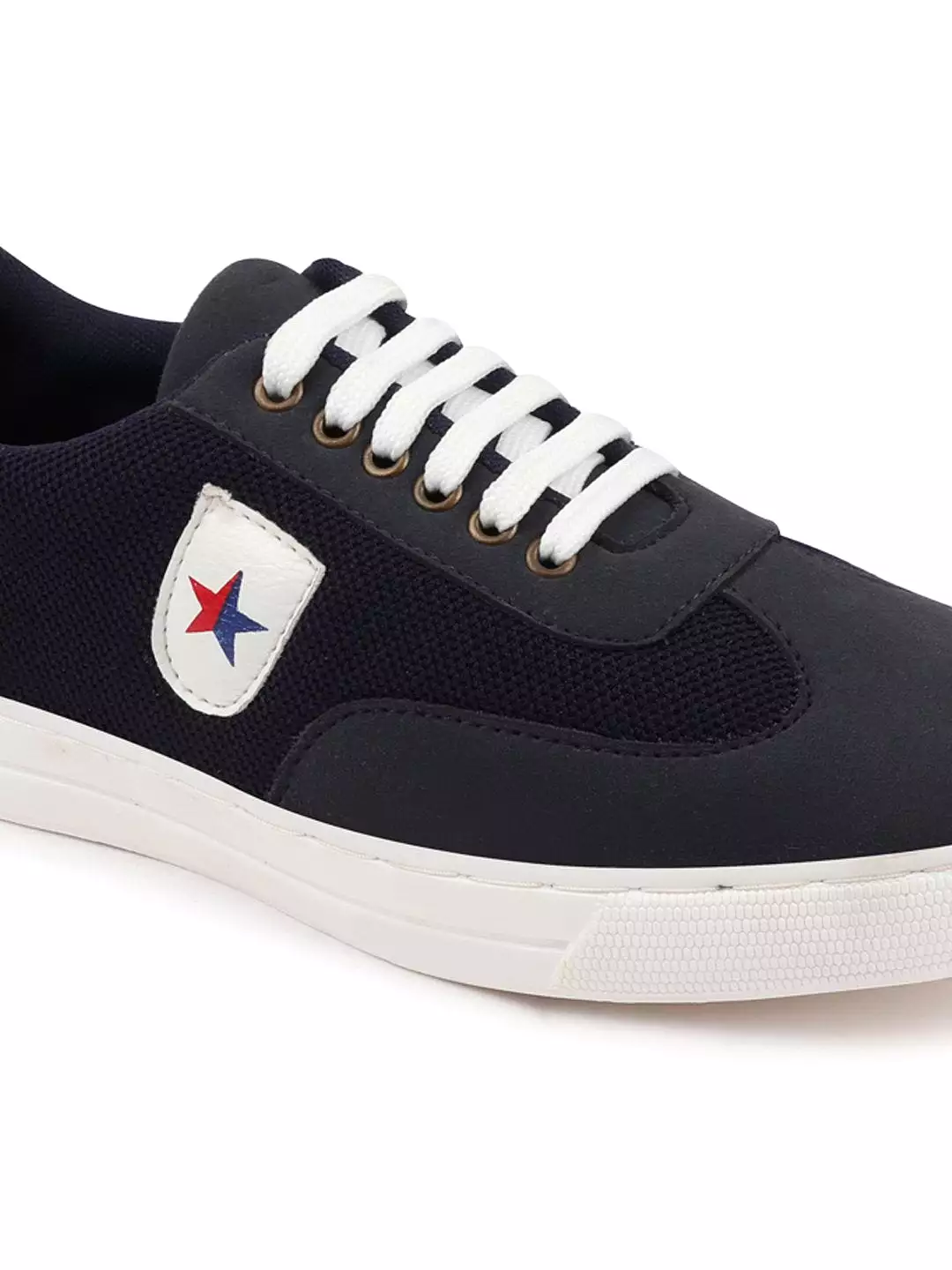 Men Navy Blue Trendy Lace Up Colorblocked Sneakers