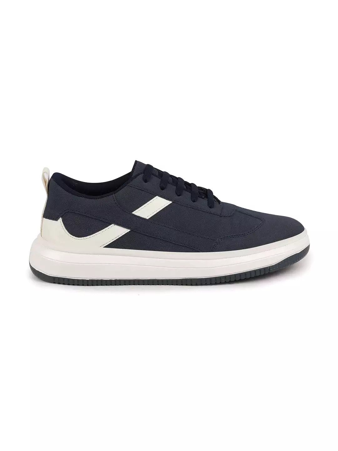 Men Navy Lace Up White Stripped Trendy All Day Comfortable Lightweight Sneakers Casual Shoes