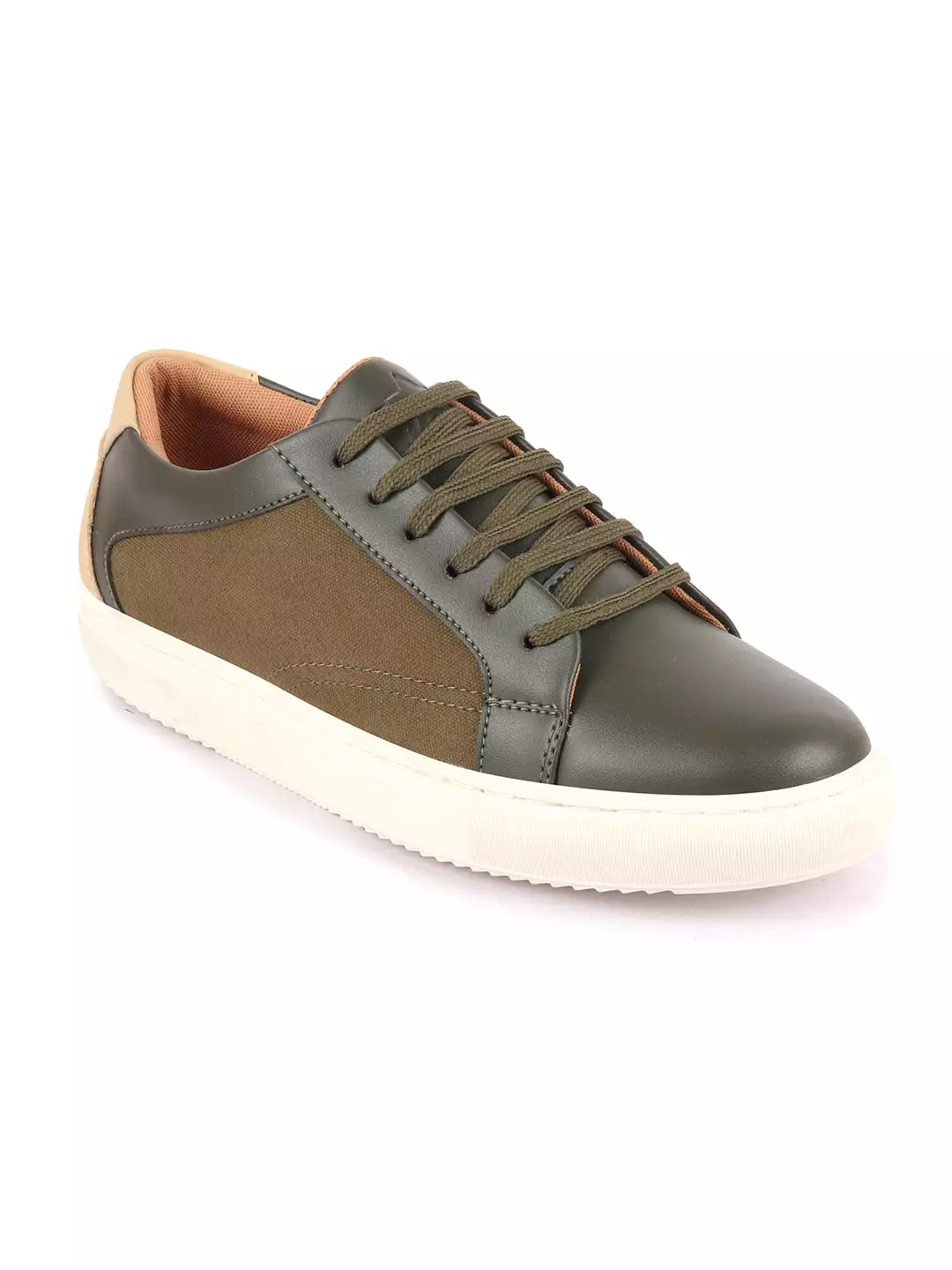 Men Olive Green Outdoor Classic Lace Up Sneakers Shoes