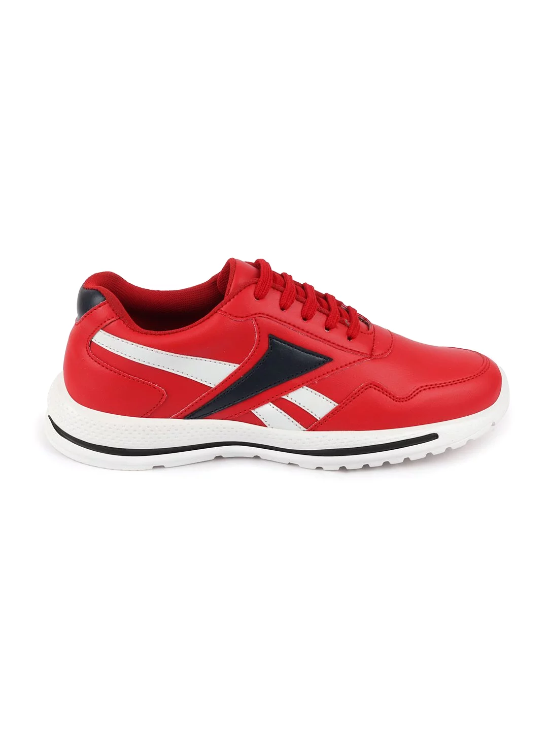 Men Red Sporty Lace Up Chunky Sneakers