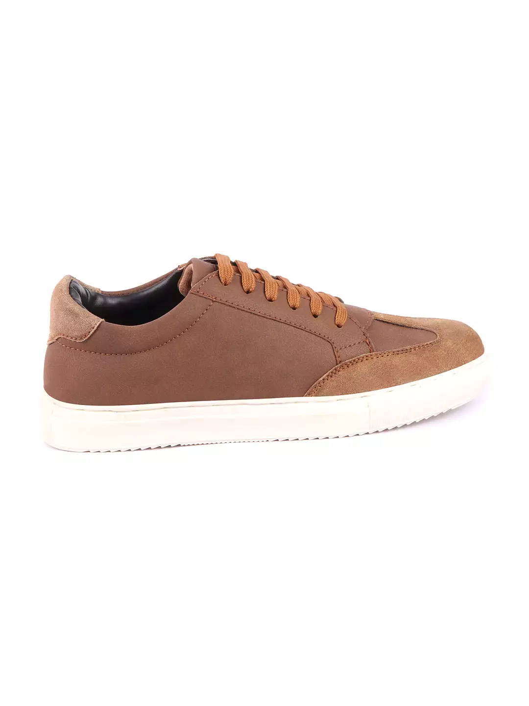 Men Tan Lace-Up Low Top Classic Sneakers Casual Shoes