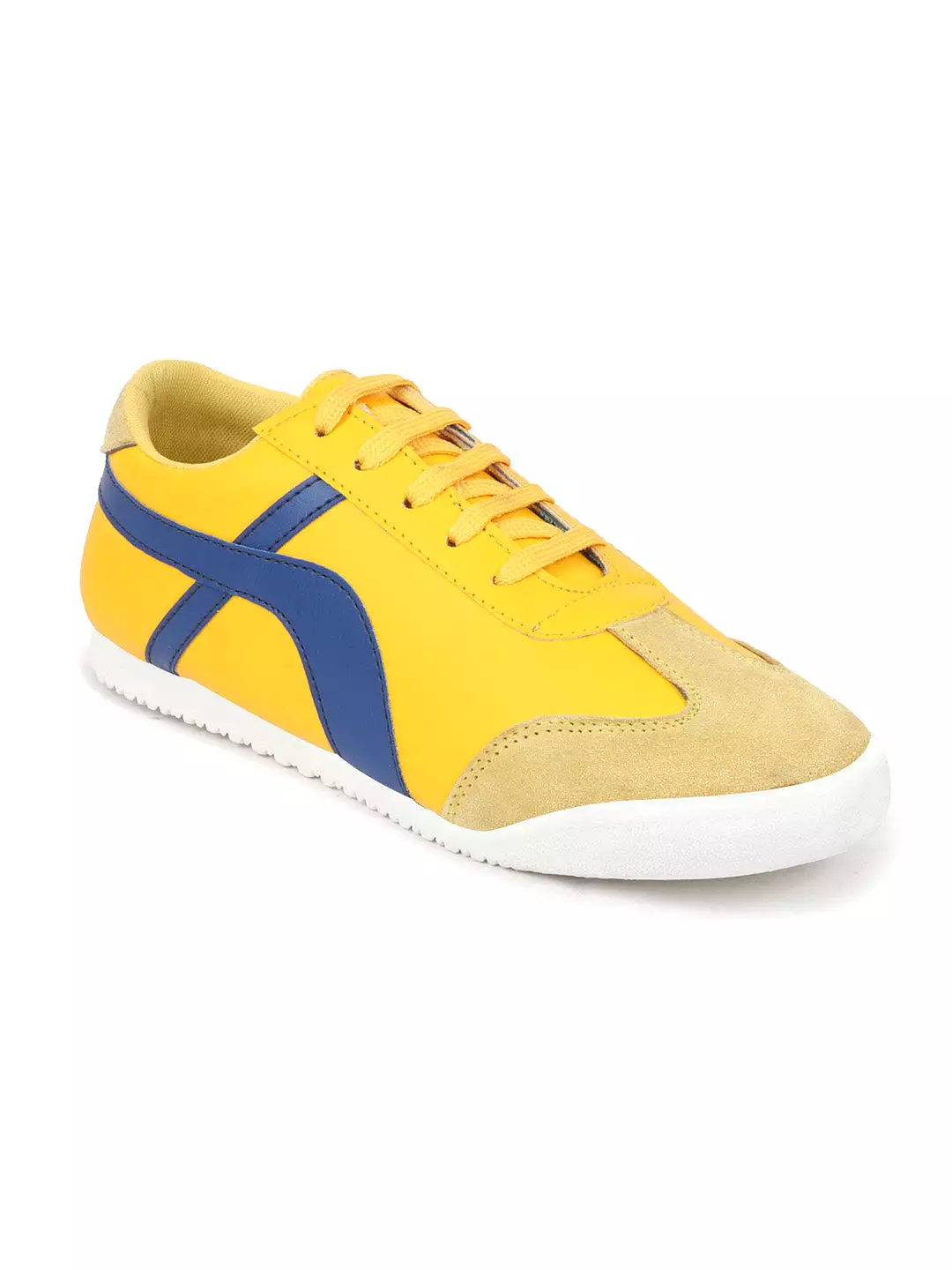 Men Yellow Lace-Up Casual Trendy Fashion Outdoor Sneakers