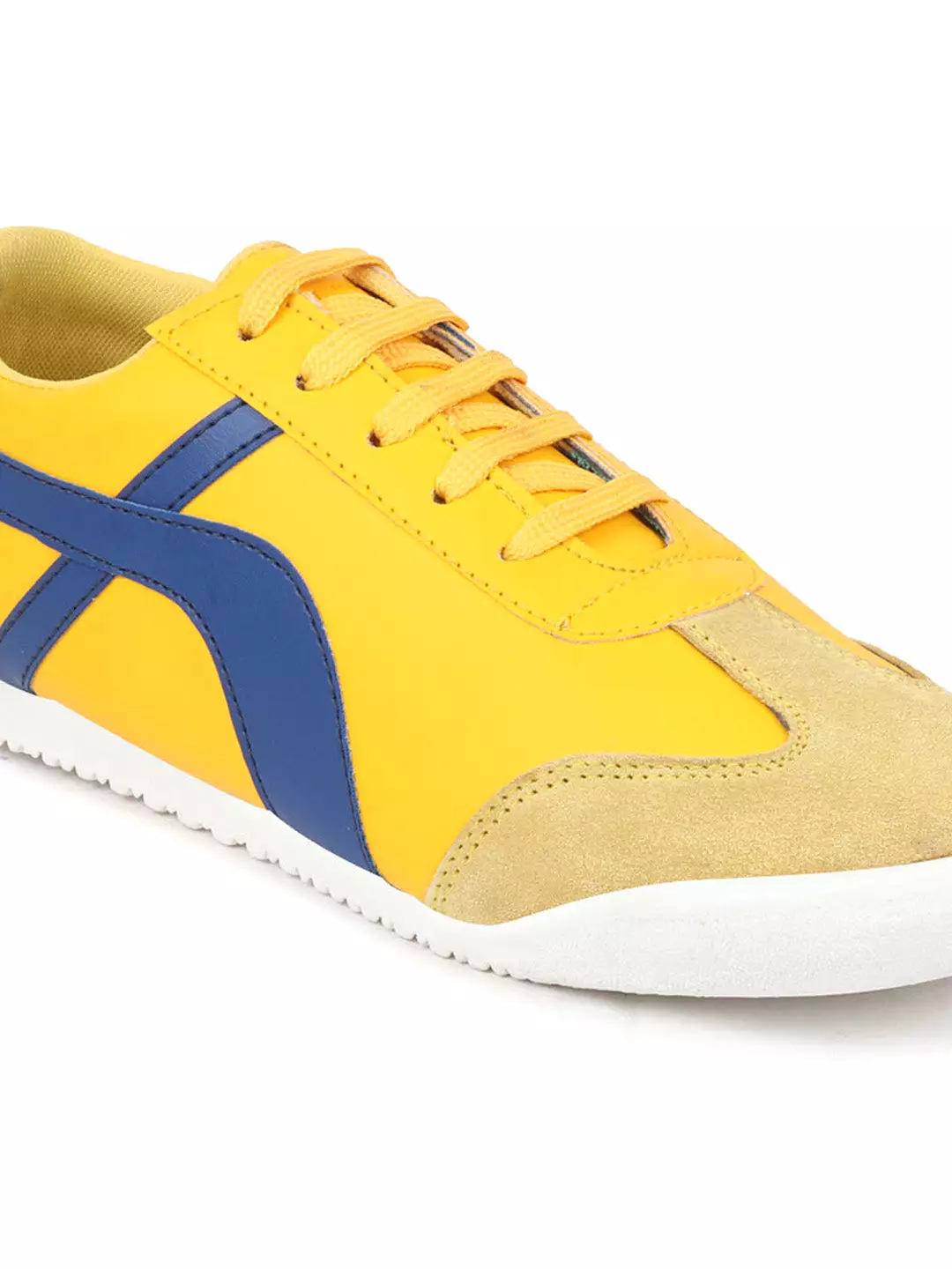 Men Yellow Lace-Up Casual Trendy Fashion Outdoor Sneakers