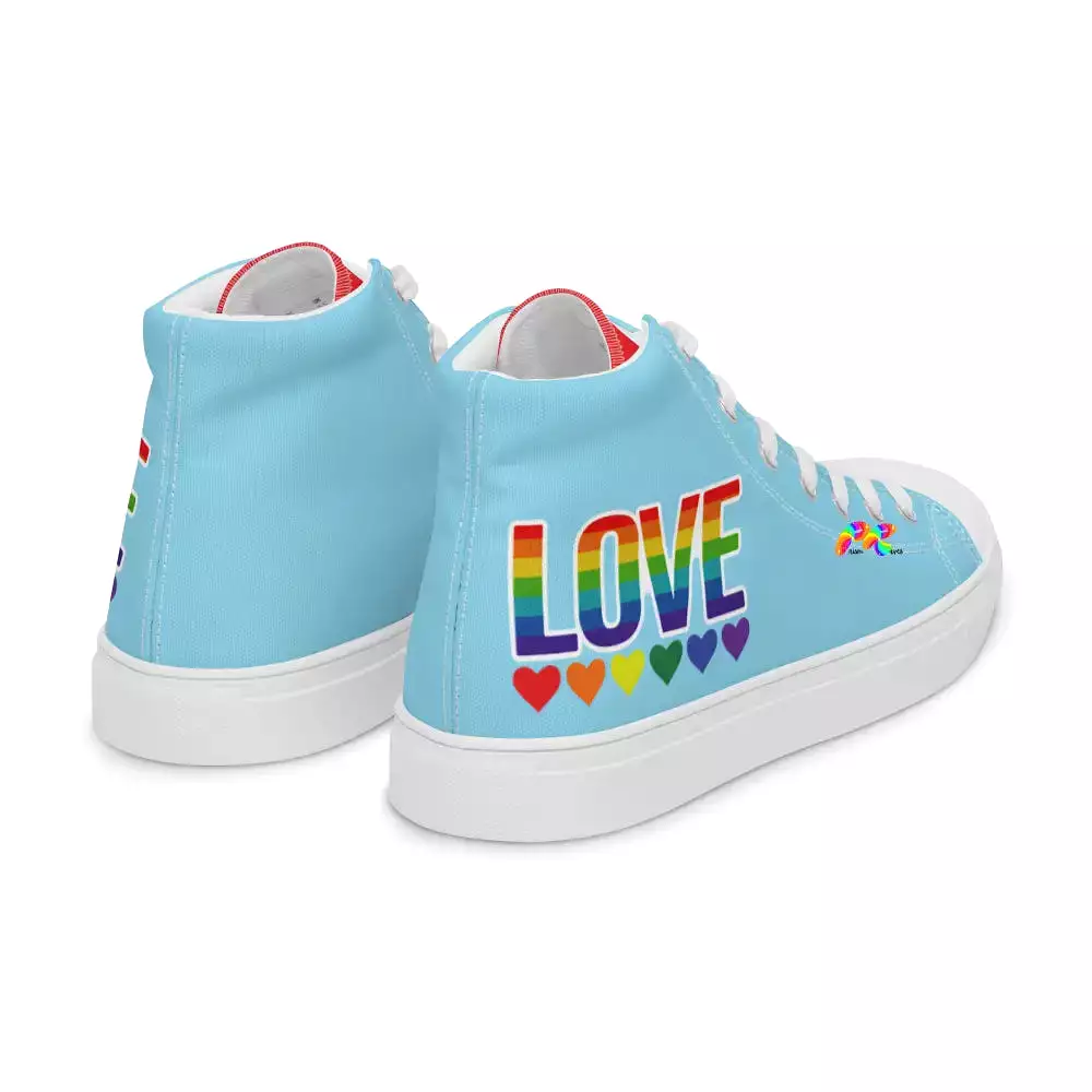 Men's Blue Pride High Top Canvas Shoes