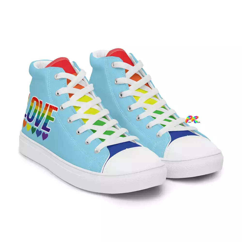 Men's Blue Pride High Top Canvas Shoes