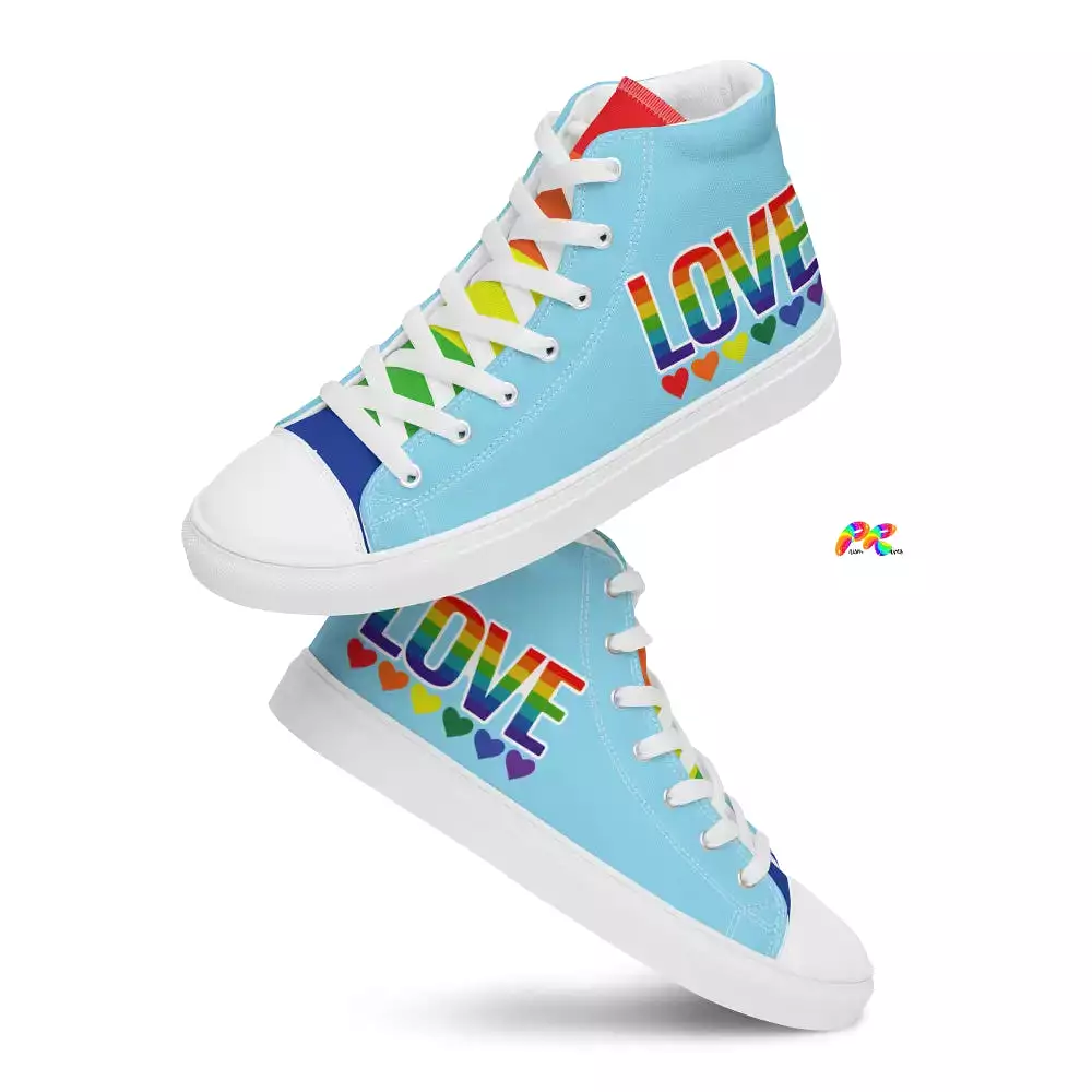 Men's Blue Pride High Top Canvas Shoes