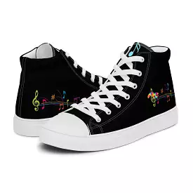 Music Notes Men's Canvas High Top Sneakers