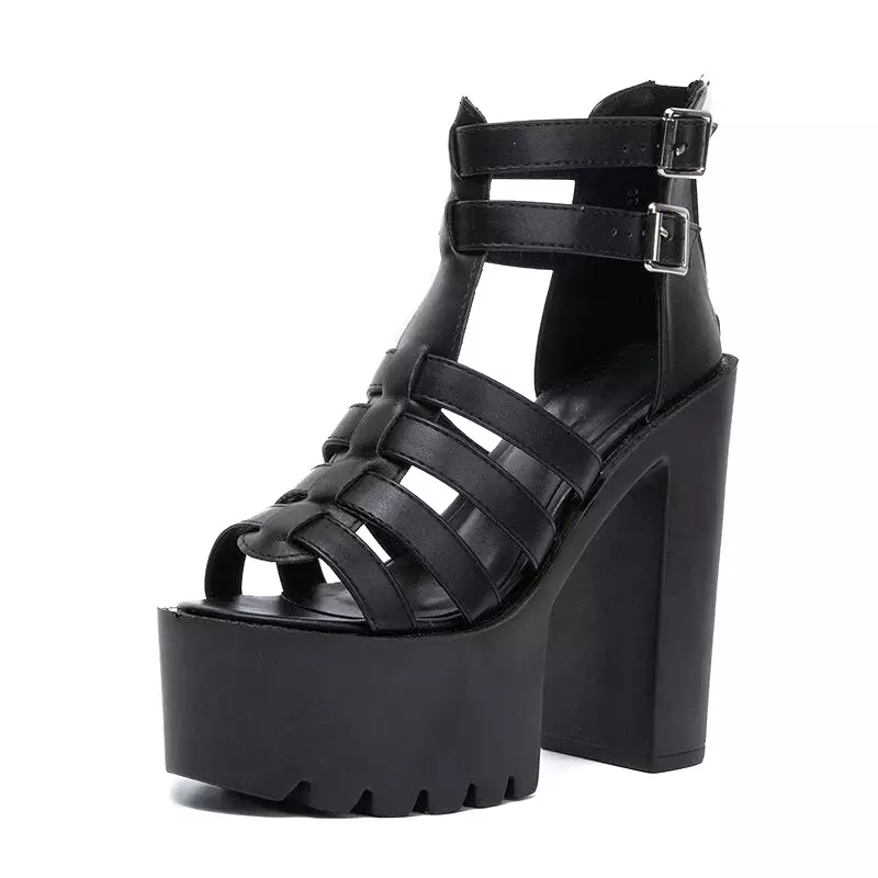 Open Toe Platform Sandals Women Chunky Heel Gladiator Shoes