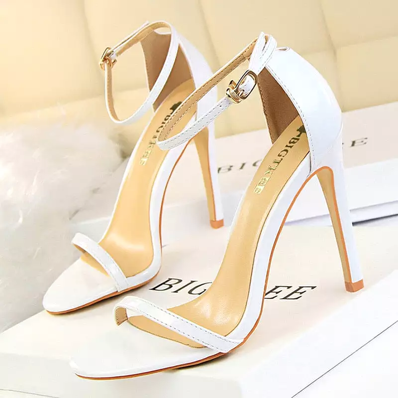 Patent Leather Woman Pumps Sexy Women Heels Stiletto Open Toe Sandals