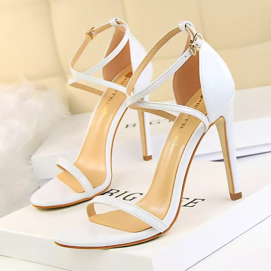 Patent Leather Woman Pumps Sexy Women Heels Stiletto Open Toe Sandals