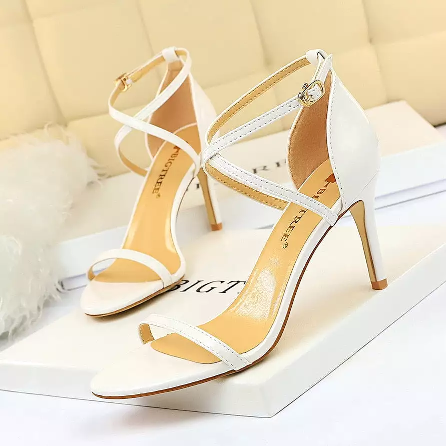 Patent Leather Woman Pumps Sexy Women Heels Stiletto Open Toe Sandals