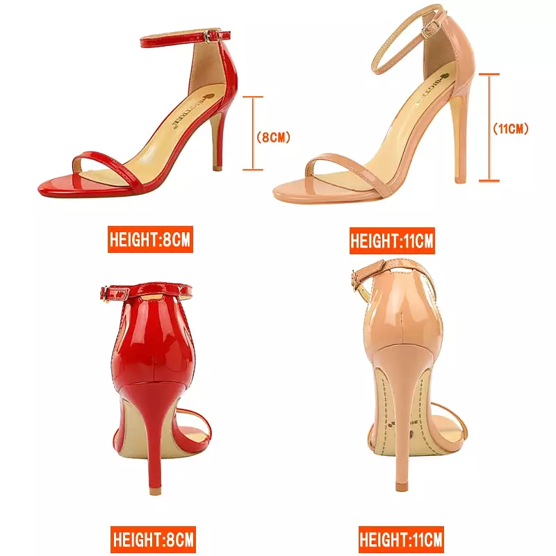 Patent Leather Woman Pumps Sexy Women Heels Stiletto Open Toe Sandals