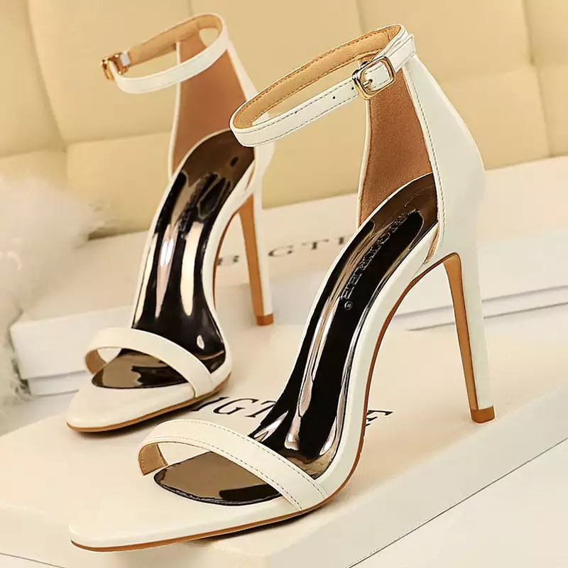 Patent Leather Woman Pumps Sexy Women Heels Stiletto Open Toe Sandals