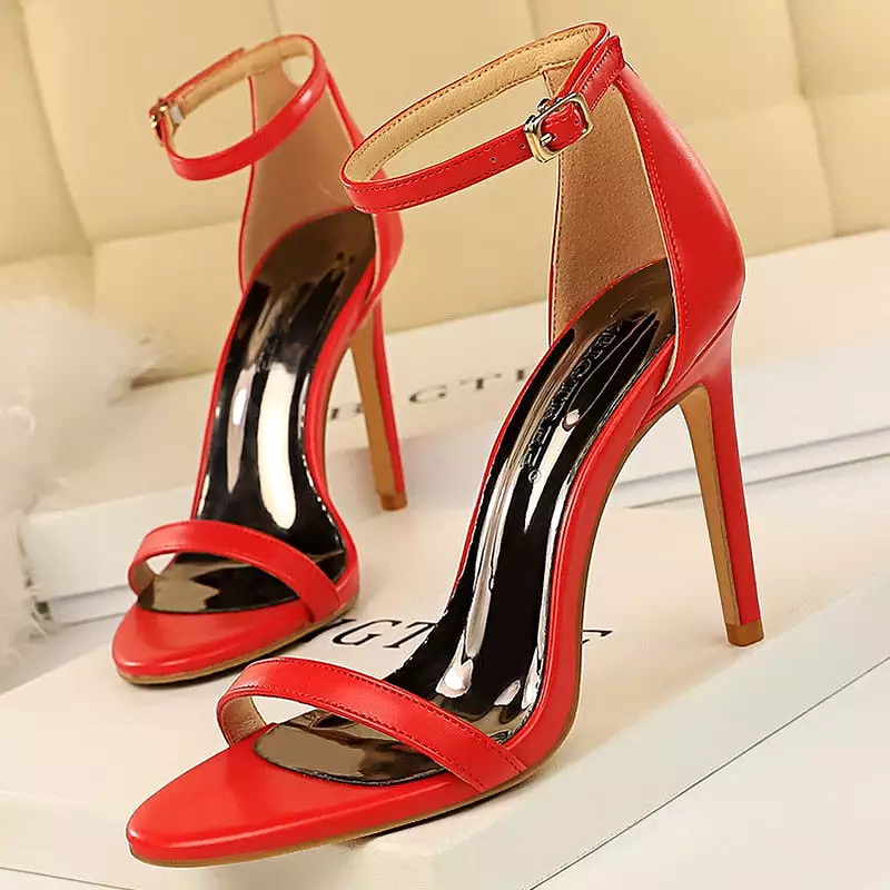 Patent Leather Woman Pumps Sexy Women Heels Stiletto Open Toe Sandals