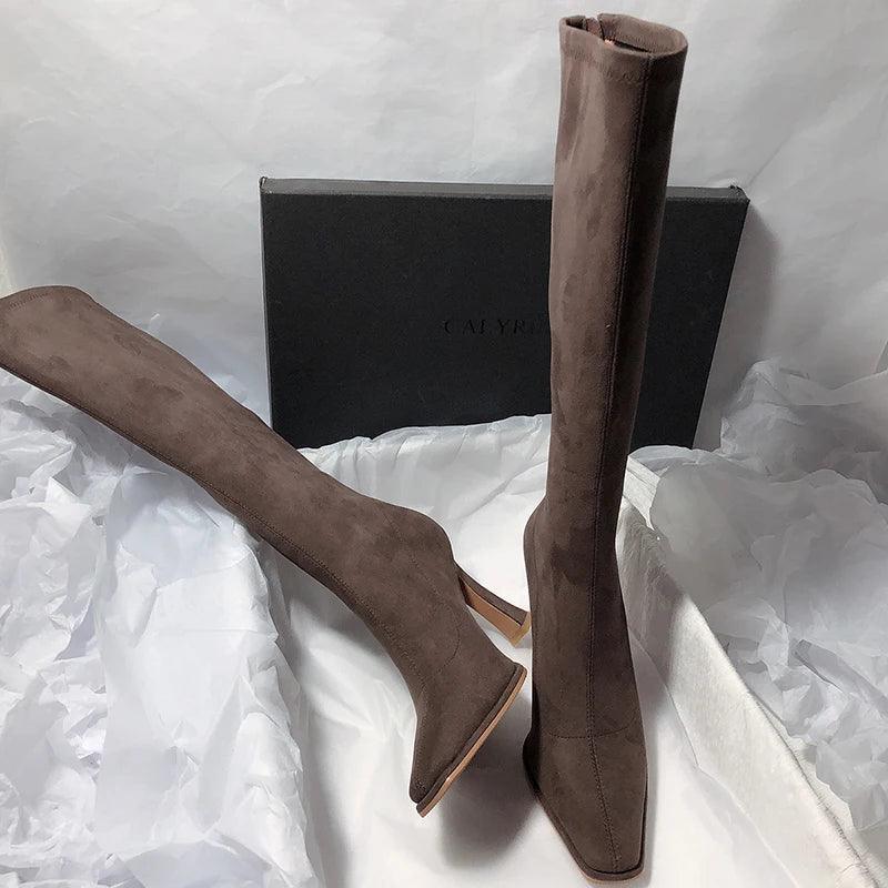 Pointy Thin High Heeled Knee High Women Boots