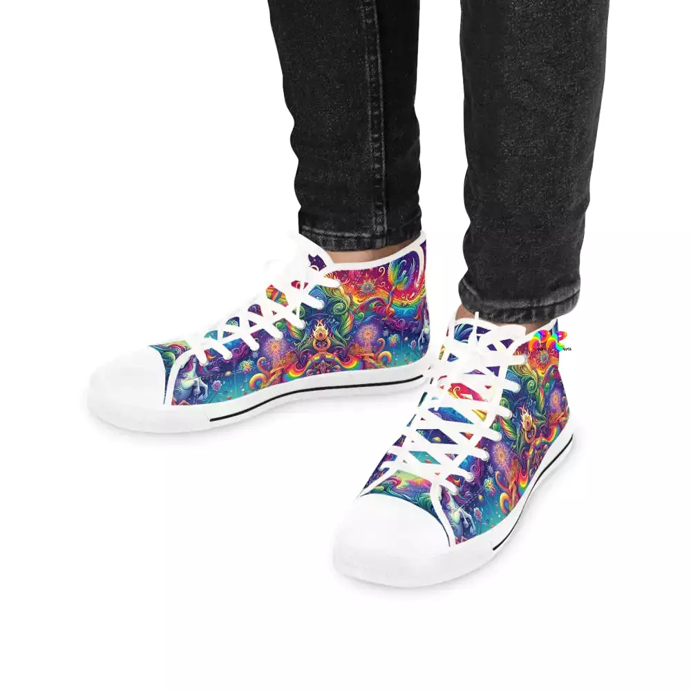 Rainbow Rider Pride Men's High Top Sneakers