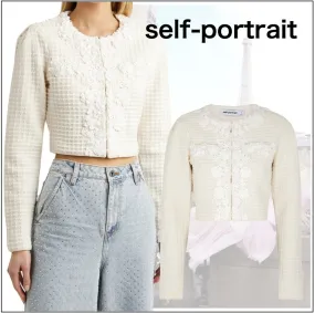 SELF PORTRAIT  |Casual Style Wool Long Sleeves Plain Cotton Party Style