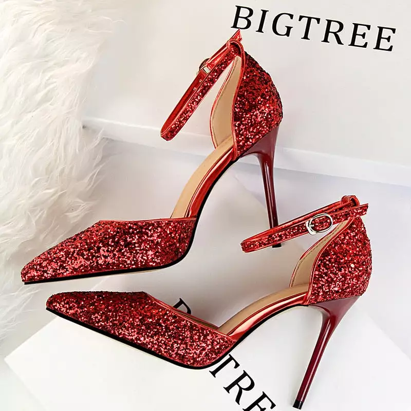 Sparkle Sequins Stiletto Heels Summer Women Sandals