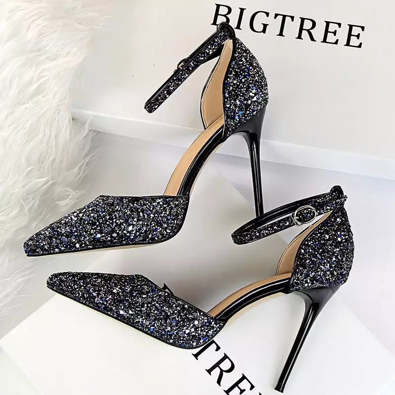 Sparkle Sequins Stiletto Heels Summer Women Sandals