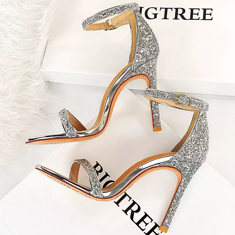 Sparkle Sequins Stiletto Heels Summer Women Sandals