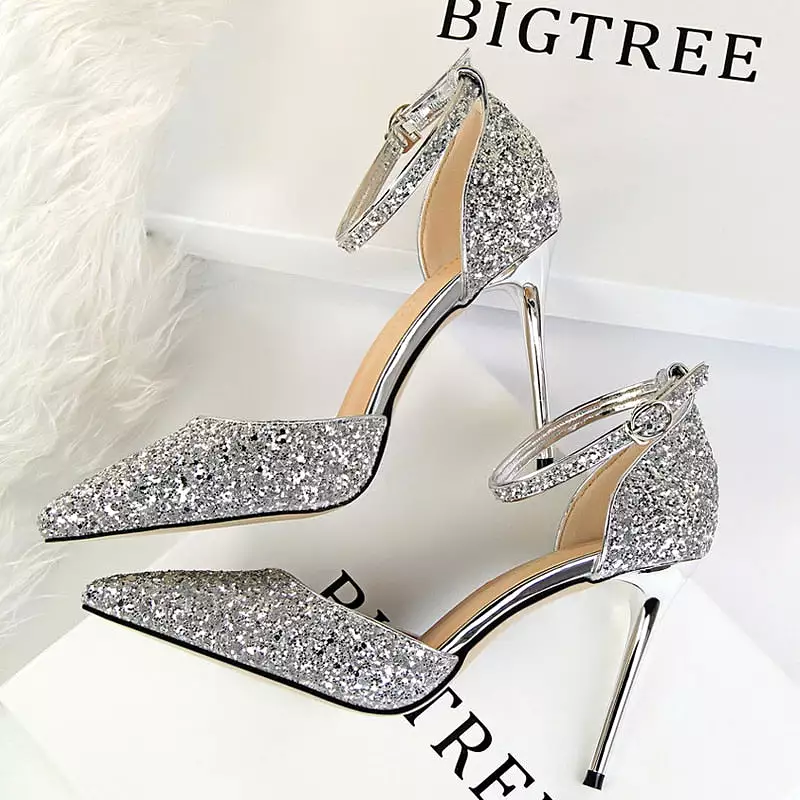 Sparkle Sequins Stiletto Heels Summer Women Sandals