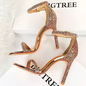 Sparkle Sequins Stiletto Heels Summer Women Sandals