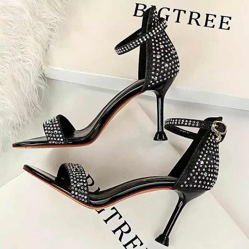 Sparkle Sequins Stiletto Heels Summer Women Sandals