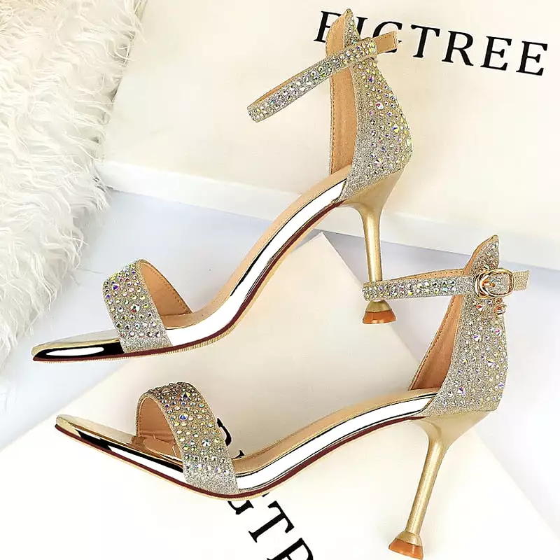 Sparkle Sequins Stiletto Heels Summer Women Sandals