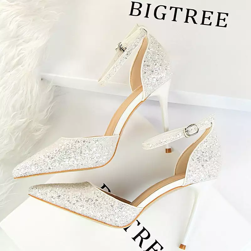 Sparkle Sequins Stiletto Heels Summer Women Sandals