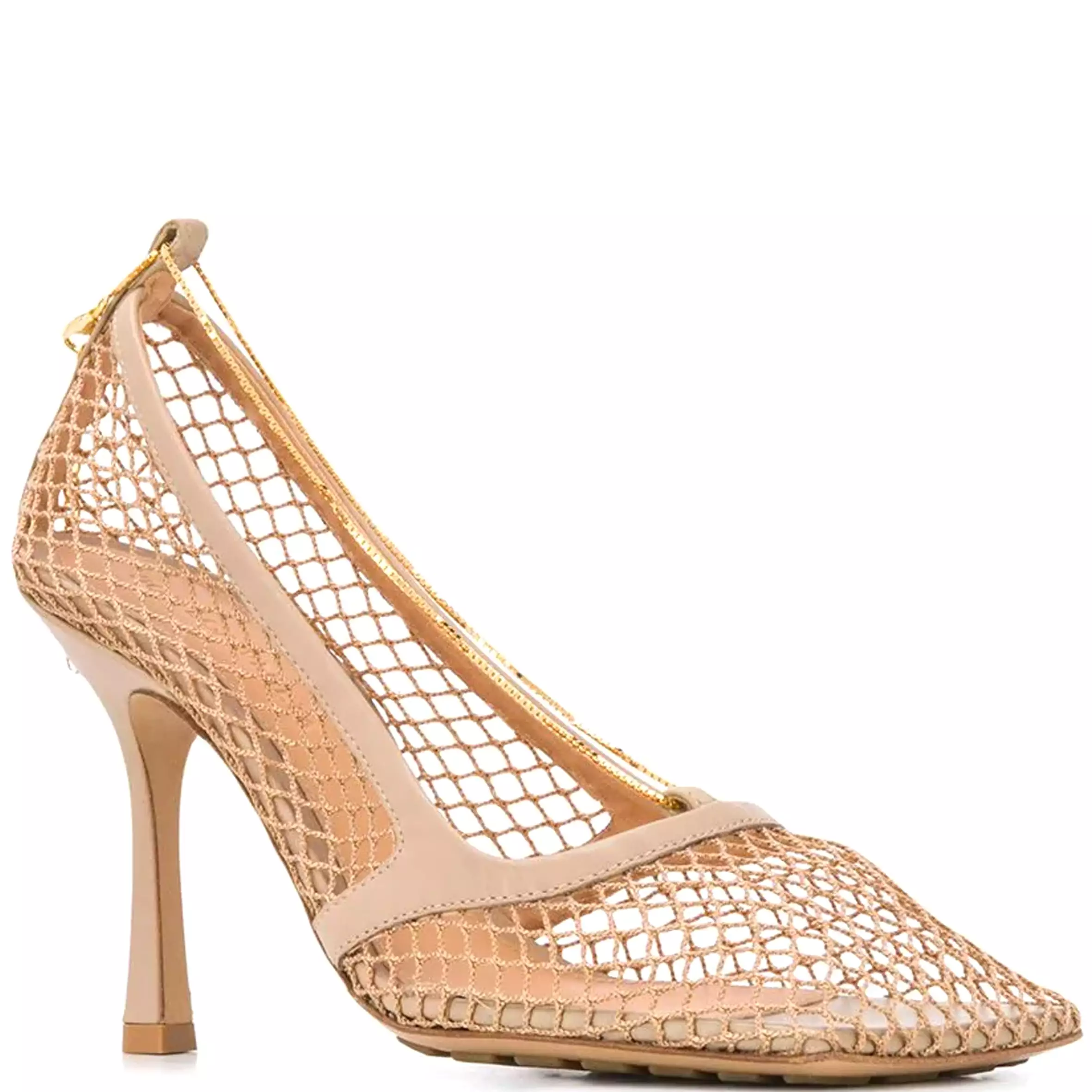 Stretch Mesh Square Sandals 90, Beige