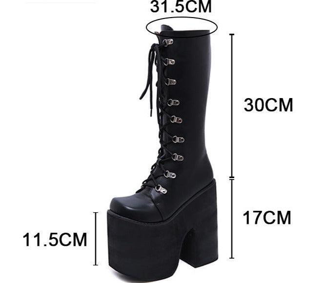 Thick Block Platform High Heels Boots