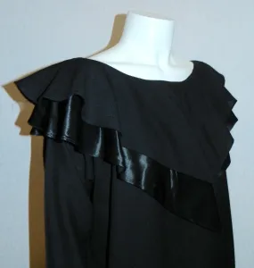 vintage 1980s dress Giorgio Sant Angelo black wool ruffle neck dress L XL