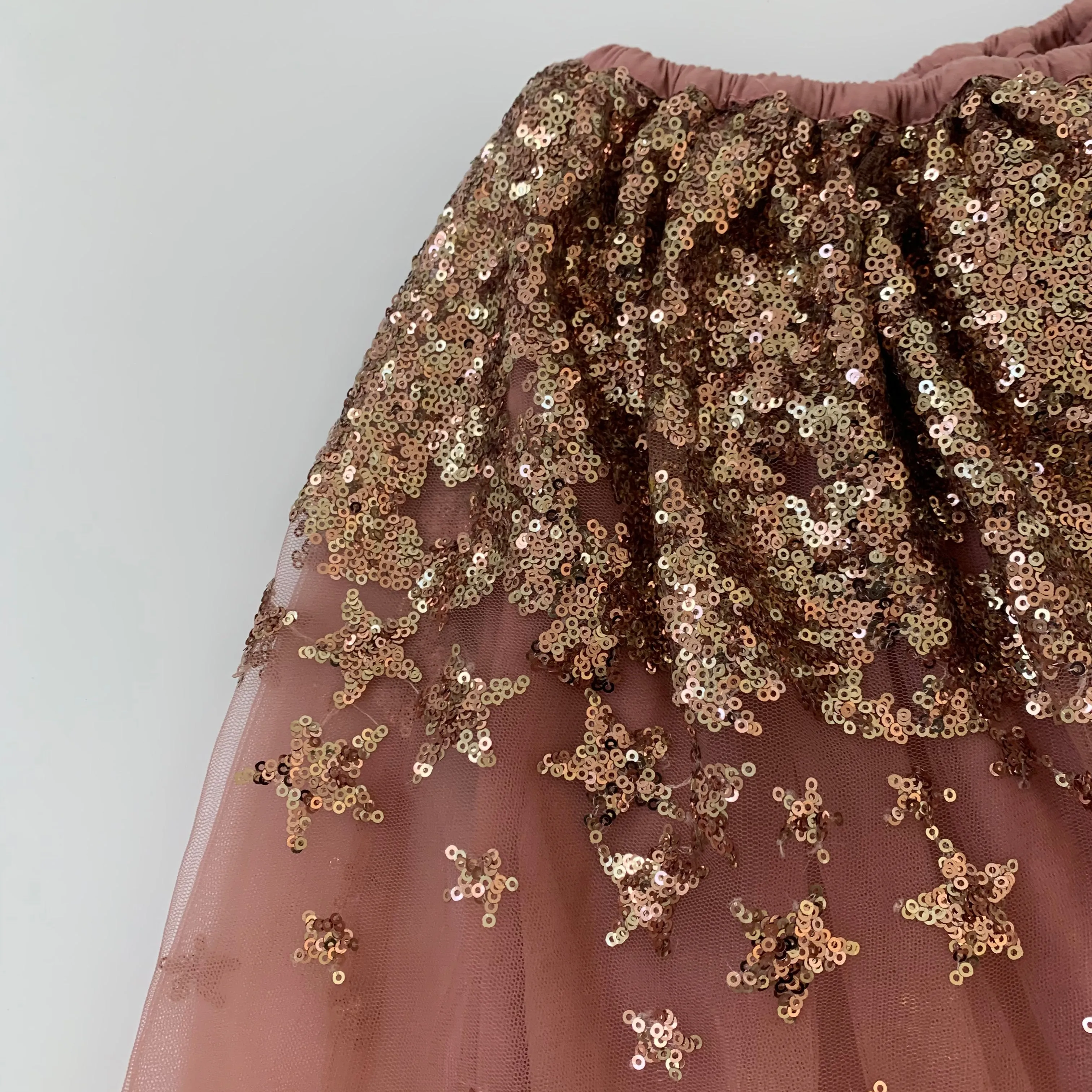 Wild & Gorgeous Dusty Pink Sequin Tulle Skirt: 6-7 Years