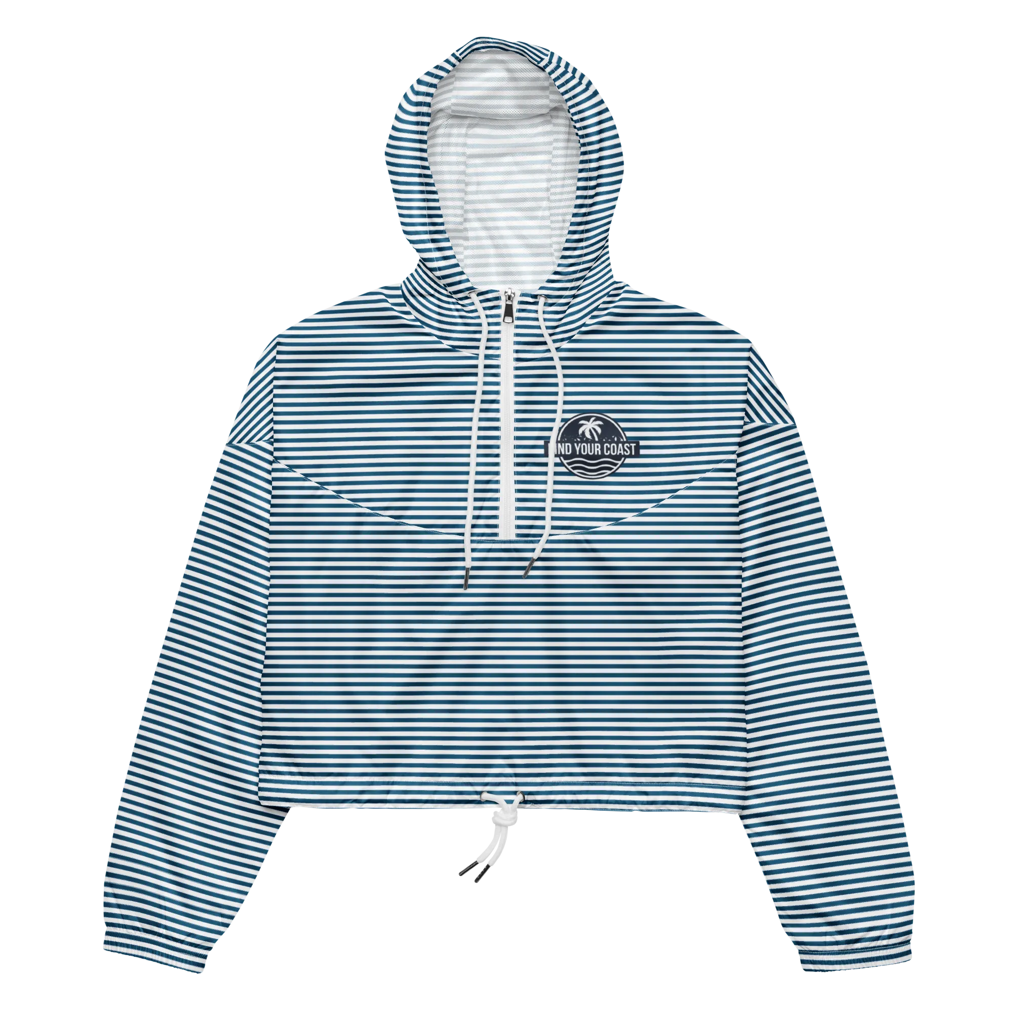 Women's Cropped Coastal Striped Windbreaker