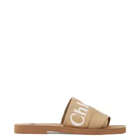 Woody Embroidered Logo Slide, Desert Beige