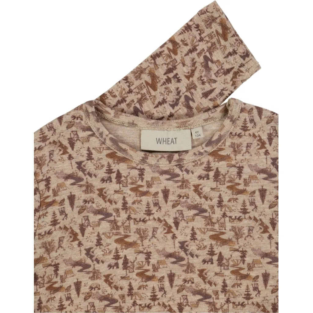 Wool T-Shirt LS - khaki wild life