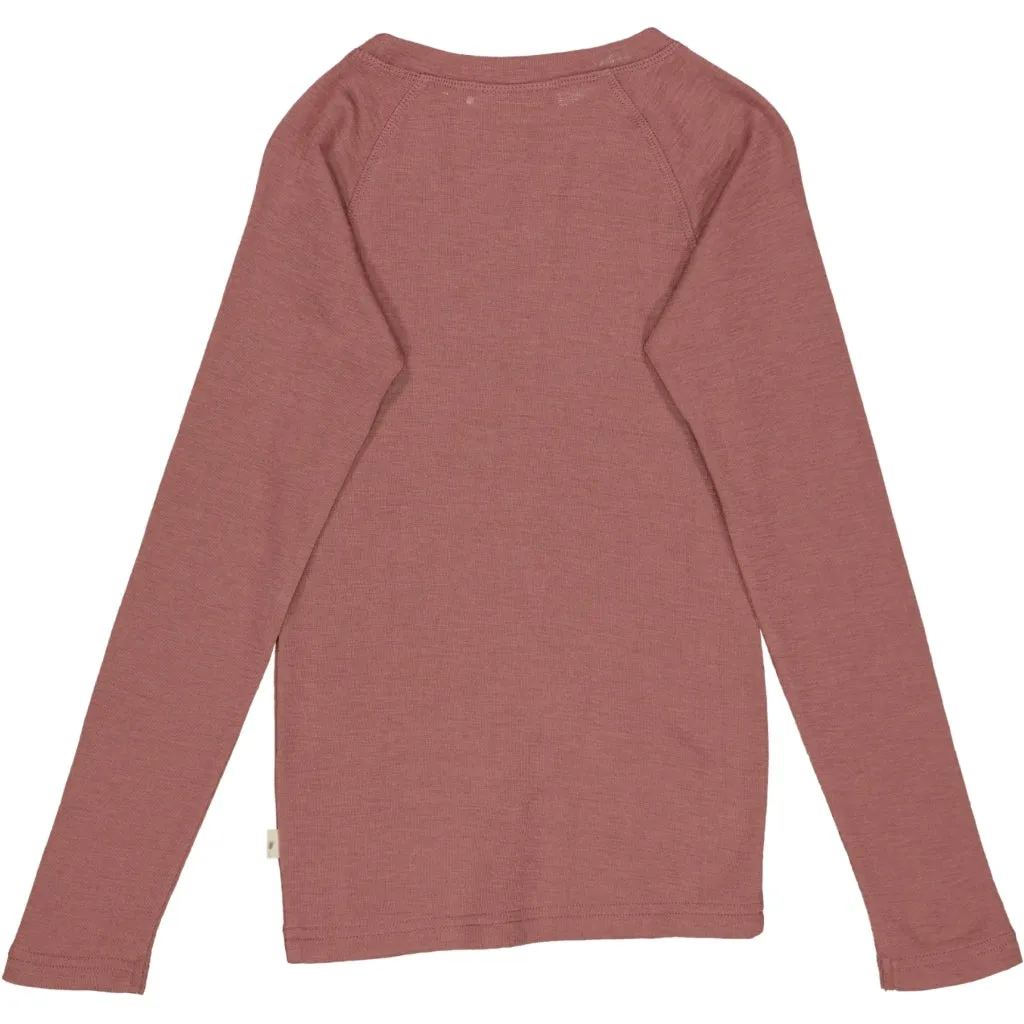 Wool T-Shirt LS - rose brown