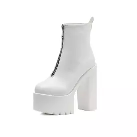 Zipper Platform Heel Boots